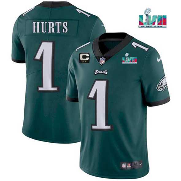 Men & Women & Youth Philadelphia Eagles #1 Jalen Hurts Green Super Bowl LVII Patch And 2-star C Patch Vapor Untouchable Limited Stitched Jersey->philadelphia eagles->NFL Jersey
